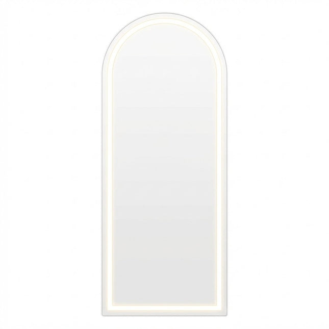 63" Silver Arch Lighted Freestanding And Wall Mounted Framed Full Length Mirror HomeRoots