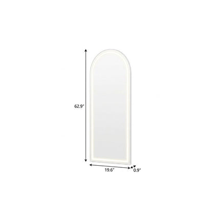 63" Silver Arch Lighted Freestanding And Wall Mounted Framed Full Length Mirror HomeRoots