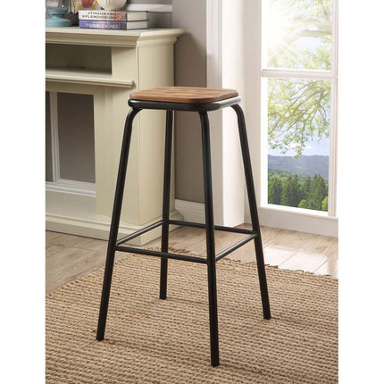 ACME 72387 Scarus Bar Stool (Set-2), Natural & Black, 30" Seat Height