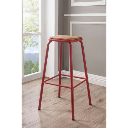 ACME 72388 Scarus Bar Stool (Set-2), Natural & Red, 30" Seat Height