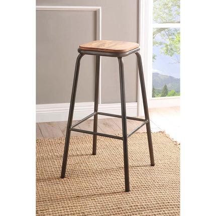 ACME 72389 Scarus Bar Stool (Set-2), Natural & Gunmetal, 30" Seat Height