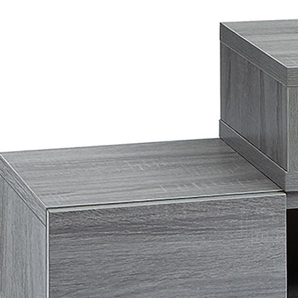 54" Gray Wood Enclosed and Open Storage TV Stand HomeRoots