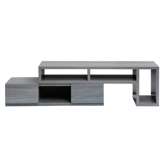 83" Gray Wood Enclosed and Open Storage TV Stand HomeRoots