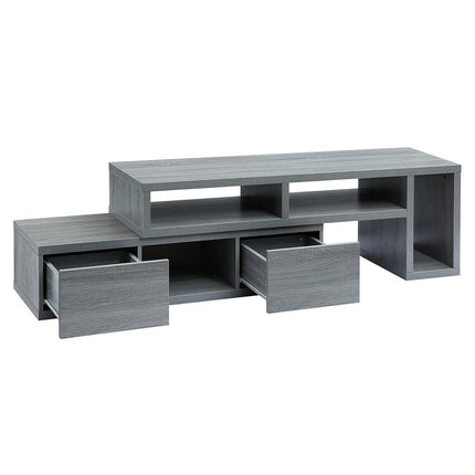 54" Gray Wood Enclosed and Open Storage TV Stand HomeRoots