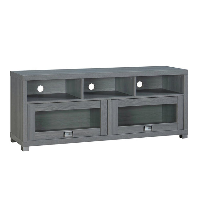 57" Gray Wood Enclosed and Open Storage TV Stand HomeRoots