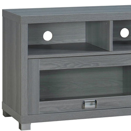 57" Gray Wood Enclosed and Open Storage TV Stand HomeRoots