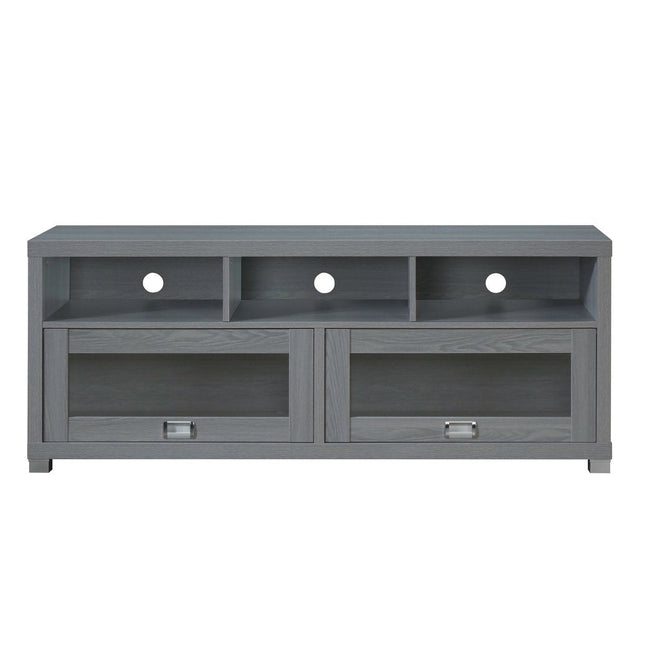 57" Gray Wood Enclosed and Open Storage TV Stand HomeRoots