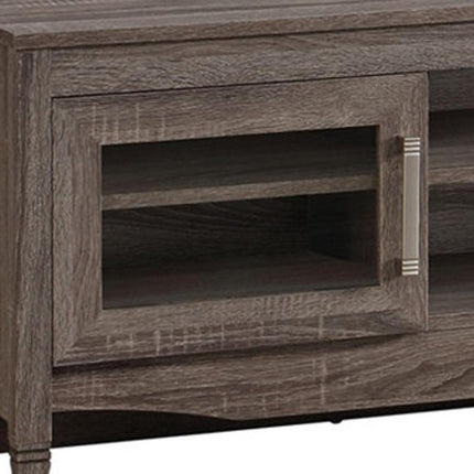 53" Gray Wood Enclosed and Open Storage TV Stand HomeRoots