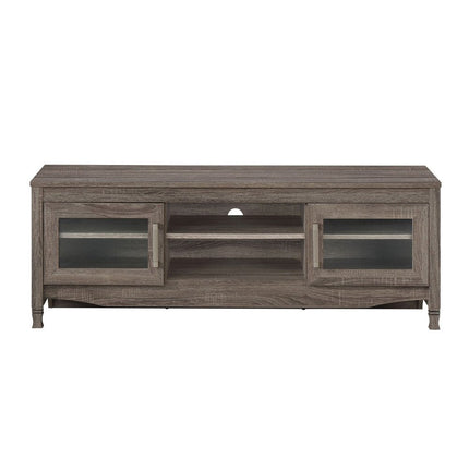53" Gray Wood Enclosed and Open Storage TV Stand HomeRoots