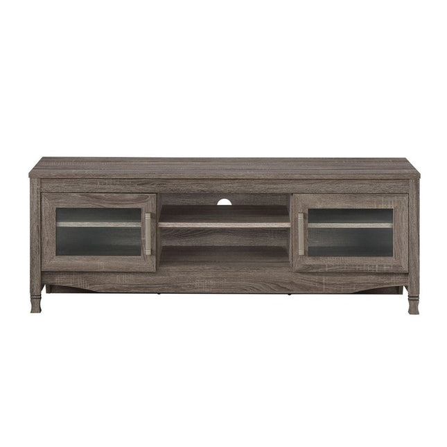 53" Gray Wood Enclosed and Open Storage TV Stand HomeRoots