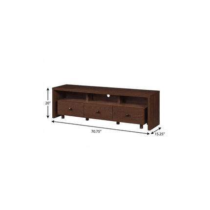 71" Brown Wood Enclosed and Open Storage TV Stand HomeRoots