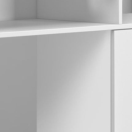 61" White Wood Enclosed and Open Storage TV Stand HomeRoots
