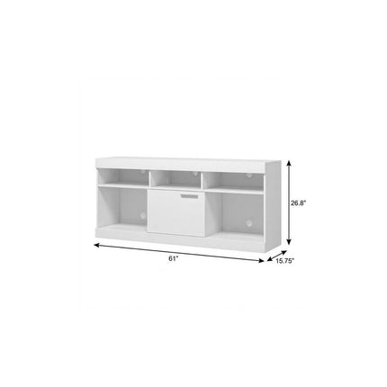 61" White Wood Enclosed and Open Storage TV Stand HomeRoots