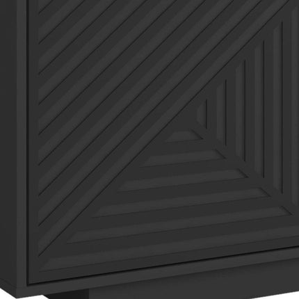 63" Black Ribbed Texture Wood Enclosed and Open Storage TV Stand HomeRoots