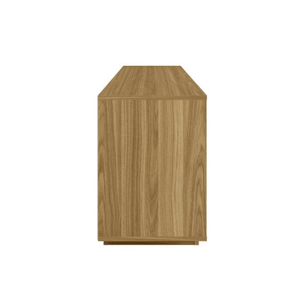 63" Oak And White Ribbed Texture Wood Enclosed and Open Storage TV Stand HomeRoots