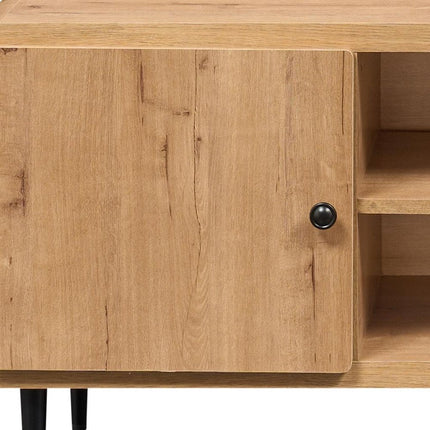 55" Oak Wood Enclosed and Open Storage TV Stand HomeRoots
