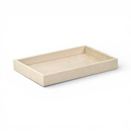 9" Cream Wood And Velvet Handmade Trinket Tray HomeRoots