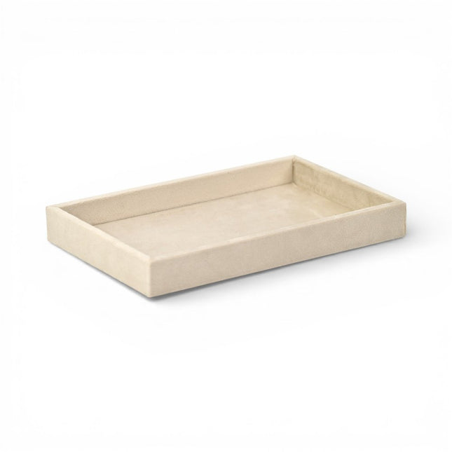 9" Cream Wood And Velvet Handmade Trinket Tray HomeRoots