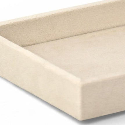 9" Cream Wood And Velvet Handmade Trinket Tray HomeRoots