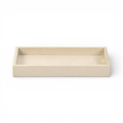 9" Cream Wood And Velvet Handmade Trinket Tray HomeRoots