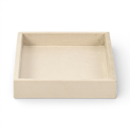 9" Cream Wood And Velvet Handmade Trinket Tray HomeRoots
