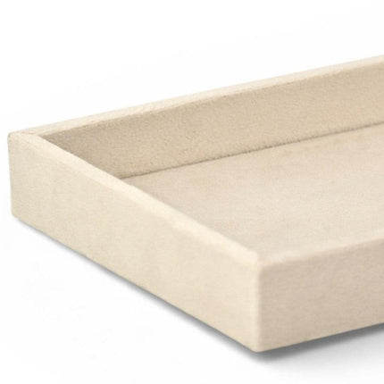 9" Cream Wood And Velvet Handmade Trinket Tray HomeRoots