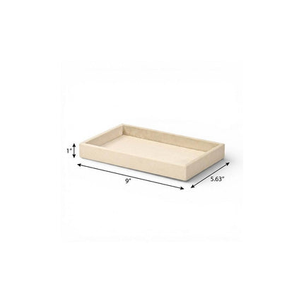 9" Cream Wood And Velvet Handmade Trinket Tray HomeRoots
