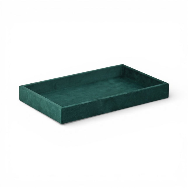 9" Green Wood And Velvet Handmade Trinket Tray HomeRoots