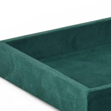 9" Green Wood And Velvet Handmade Trinket Tray HomeRoots
