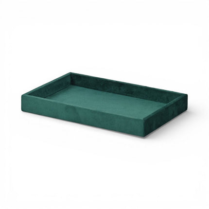 9" Green Wood And Velvet Handmade Trinket Tray HomeRoots