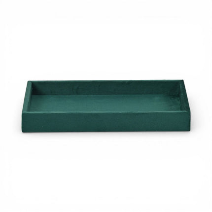 9" Green Wood And Velvet Handmade Trinket Tray HomeRoots