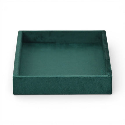 9" Green Wood And Velvet Handmade Trinket Tray HomeRoots