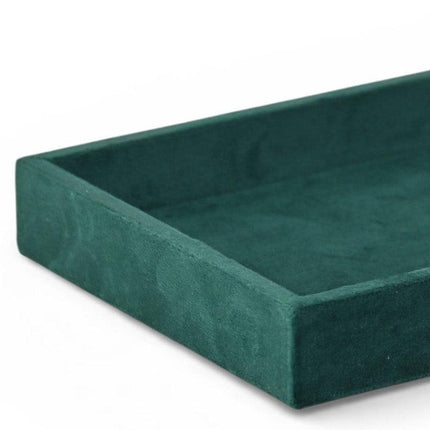 9" Green Wood And Velvet Handmade Trinket Tray HomeRoots