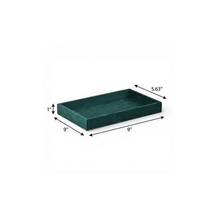 9" Green Wood And Velvet Handmade Trinket Tray HomeRoots