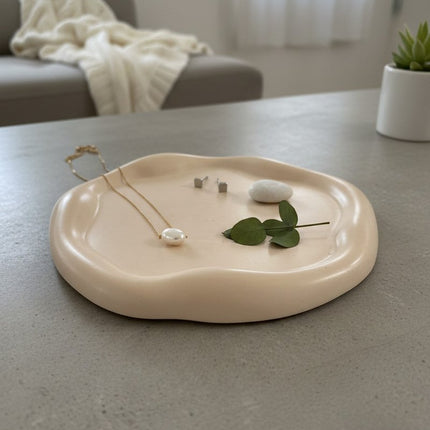 7" Pale Pink Resin Handmade Round Trinket Tray HomeRoots