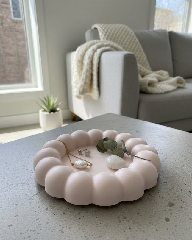 5" Pale Pink Resin Handmade Round Trinket Tray HomeRoots
