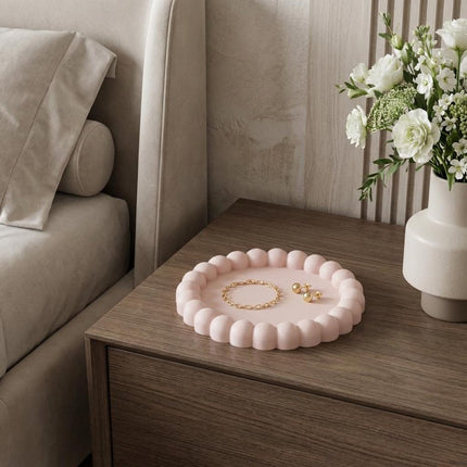 6" Pale Pink Resin Handmade Round Trinket Tray