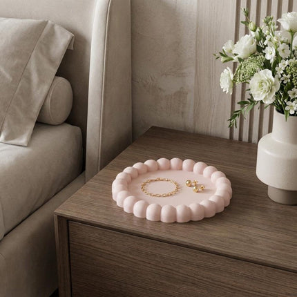 6" White Resin Handmade Round Trinket Tray HomeRoots