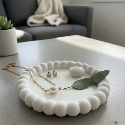 6" Pale Pink Resin Handmade Round Trinket Tray HomeRoots