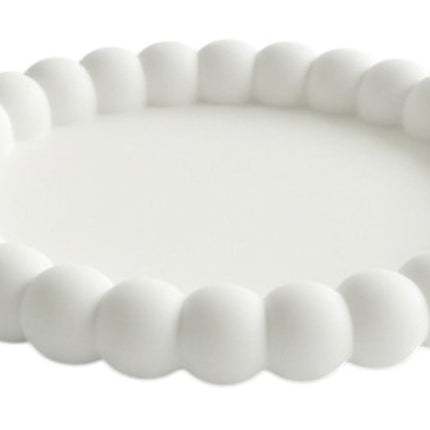 6" White Resin Handmade Round Trinket Tray HomeRoots