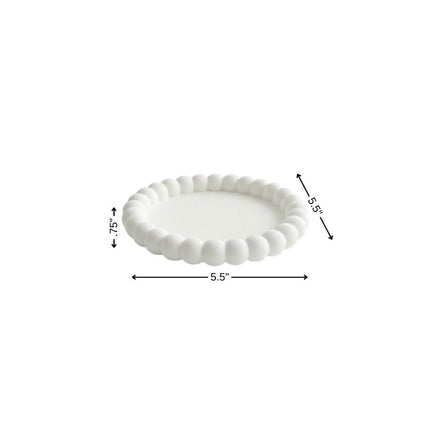 6" White Resin Handmade Round Trinket Tray HomeRoots