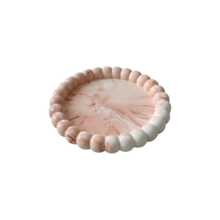 6" White Resin Handmade Round Trinket Tray HomeRoots