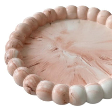 6" White Resin Handmade Round Trinket Tray HomeRoots