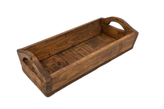 20" Brown Reclaimed Wood Handmade Serving Tray With Handles HomeRoots