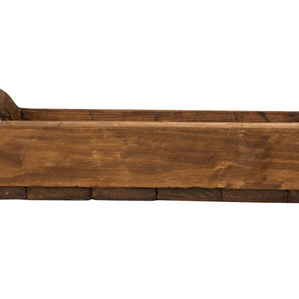20" Brown Reclaimed Wood Handmade Serving Tray With Handles HomeRoots