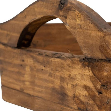 20" Brown Reclaimed Wood Handmade Serving Tray With Handles HomeRoots