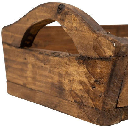 20" Brown Reclaimed Wood Handmade Serving Tray With Handles HomeRoots