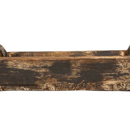 20" Brown Reclaimed Wood Handmade Serving Tray With Handles HomeRoots