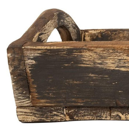 20" Brown Reclaimed Wood Handmade Serving Tray With Handles HomeRoots