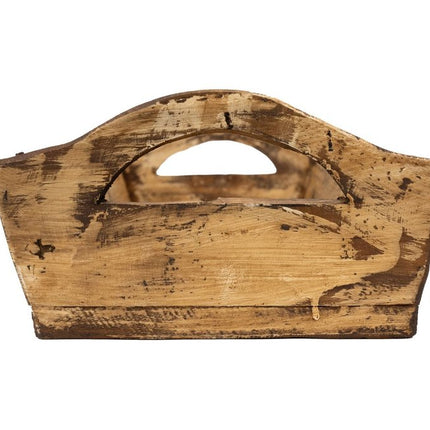 20" Brown Reclaimed Wood Handmade Serving Tray With Handles HomeRoots